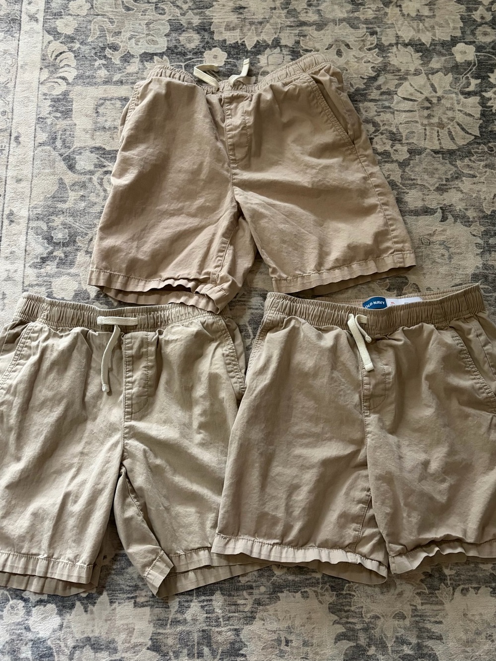 Lot of 3 Boys Old Navy Relaxed Fit Drawstring Shorts Size XL 14-16 - Khaki
